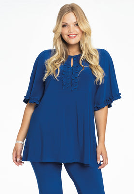 Tunic flare frilled sleeves DOLCE - indigo - #1