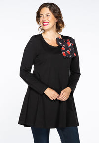 Tunic wide bot. bow hearts - black - #1