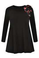 Tunic wide bot. bow hearts - black  - #4