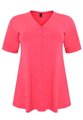 Tunic flare buttoned COTTON - pink - #4