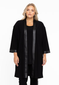 Cardigan with faux leather DOLCE - black - #1