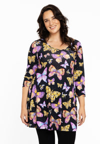 Tunic wide bottom BUTTERFLY - black - #1