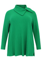 Tunic asymmetric collar RIB - green - #4