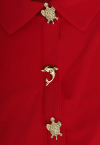 Tunic wide bottom buttons DOLCE - red - #5