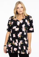 Tunic flare HIBISCUS - black  - #1