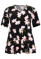 Tunic flare HIBISCUS - black  - #4