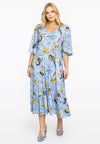 Dress double v-neck BLOOMING - light blue