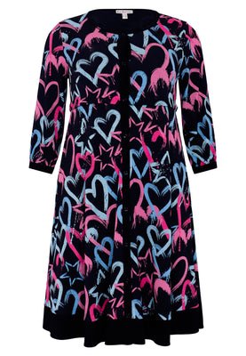 Jurk  met pofmouw HEARTS - black  - #4