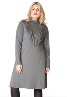 Dress turtle neck ruffled - grey - #1