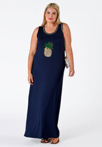 Dress-singlet long pineapple - blue - #2