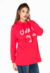 Sweater hooded Close to - red - #1