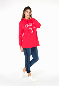 Sweater hooded Close to - red - #2