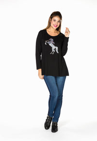 Tunic flare paillet horse - black - #2