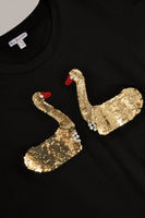 Sweater beaded swans - black  - #5