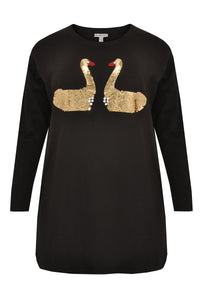 Sweater beaded swans - black - #4