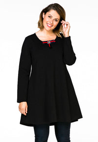 Tunic wide bot bow INTERLOCK - black - #1