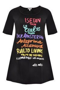 Tunic wide bottom TEXT - black - #1