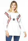 Shirt wide long sleeve STARS - white 