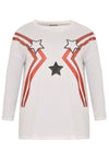 Shirt wide long sleeve STARS - white - #4