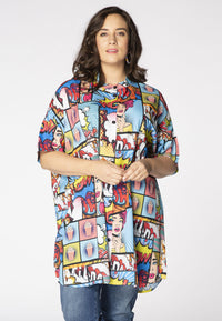 Tunic-blouse wide POP ART - multi - #1