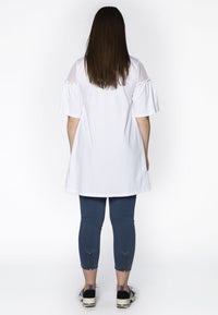Tunic wide bottom frilled sleeve - white - #3