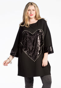 Tunic INTERLOCK heart - black - #1