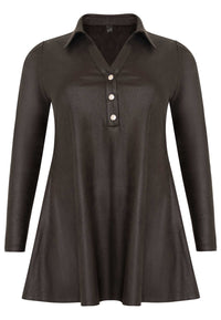 Tunic wide bottom FAKE SUEDE - black - #4