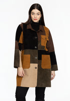 Blouse-jacket suede patchwork - brown - #1