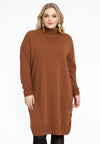 Dress high neck knitted - brown