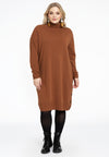 Dress high neck knitted - brown