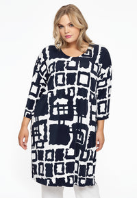 Tunic wide straight ABSTRACT - blue - #1