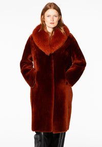 Coat lammy fur collar - orange - #1