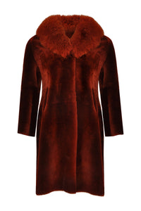 Coat lammy fur collar - orange - #5