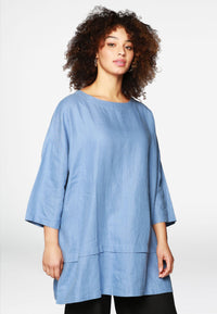 Blouse-tunic layered LINEN - indigo - #1