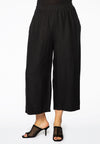 Trousers wide-fit 7/8 LINEN - black 