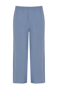 Trousers wide-fit long linen - indigo - #3