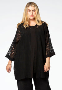Jacket viscose stripe - black - #1
