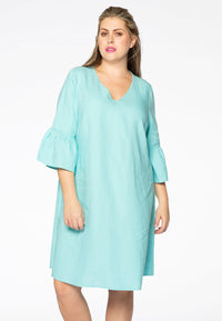 Dress frill sl. LINEN - blue - #1