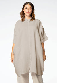 Blouse square LINEN - brown - #1