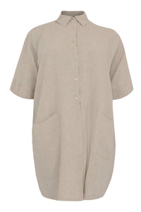 Blouse square LINEN - brown - #4