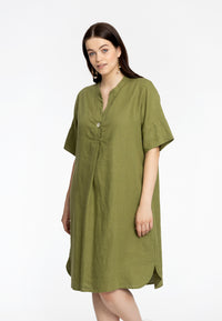 Tunic front pleat LINEN - green - #1
