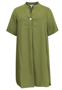Tunic front pleat LINEN - green - #4