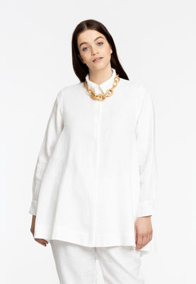 Blouse zipper LINEN - white  - #1