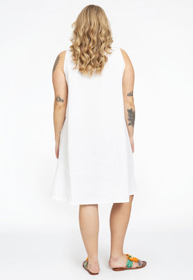 Tunic A-line sleeveless LINEN - white  - #3