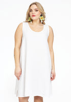 Tunic A-line sleeveless LINEN - white - #1