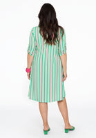 Blouse-dress pull-up sleeve STRIPY - green - #3