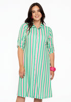 Blouse-dress pull-up sleeve STRIPY - green - #1