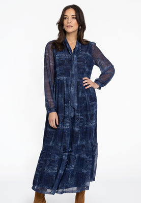 Dress ruffled DENIM MOUSSE - blue - #1