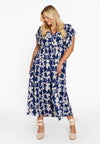 Dress long frill TESSA - blue