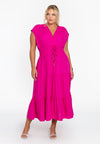Langes kleid linen mix - rosa